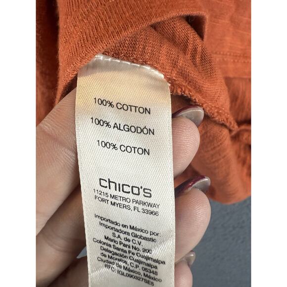 Chico's Size Large 1 (Medium) Seam Detail 3/4 Sleeve Top Orange - Picture 4 of 9